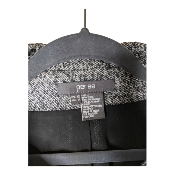 Per Se By Carlisle Wool Blend Tweed Blazer Jacket Women's 12 Black/Gray - Picture 2 of 10